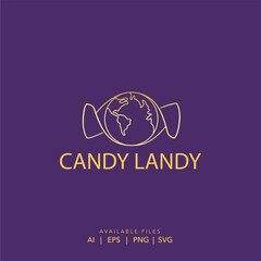 Candy Landy Logo with Wrapped Globe Design - Sweet Global Branding
