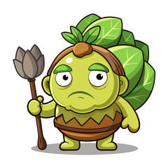  Illustration of Paralyzed Brussels Sprouts in Fossil Scene