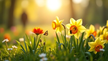 Fototapeta premium yellow daffodils in spring