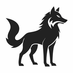 new wolf silhouette animals vector icon on white background