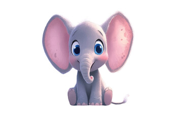 A heart-melting digital cartoon of a baby elephant with big blue eyes and oversized ears.
Perfect for children's books, nursery decor, or playful design projects