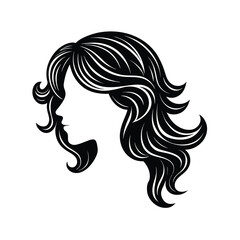 Boho waves hair style silhouette vector