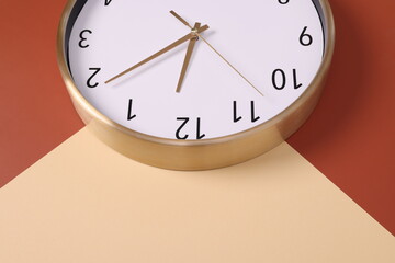 Close-up of a wall clock. The concept of time and work time is valuable for life, Alarm clock...