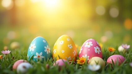 easter eggs in grass