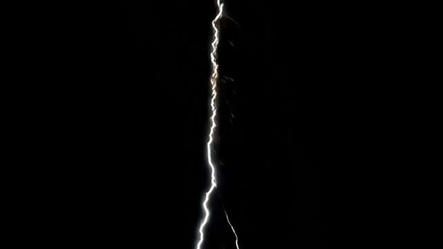 Dramatic lightning bolt night animated overlay, transparent 4K video, alpha channel, ProRes 4444