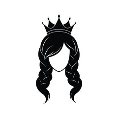 Braided crown with long hair.eps