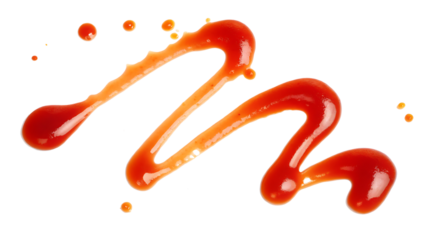 red ketchup splashes isolated on white background PNG. GENERATIVE AI