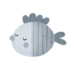 cartoon fish. Colorful illustration for kids, flat style. baby design for card, poster, print on t-shirt