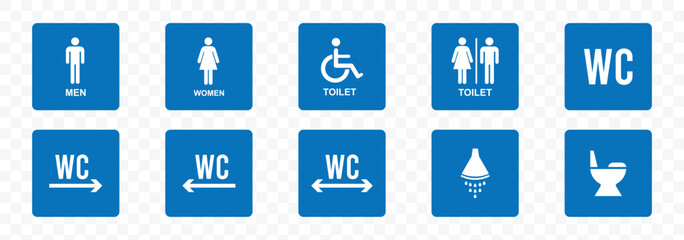 Toilet vector icons set. bathroom sign. wc, lavatory.  man and woman symbol.