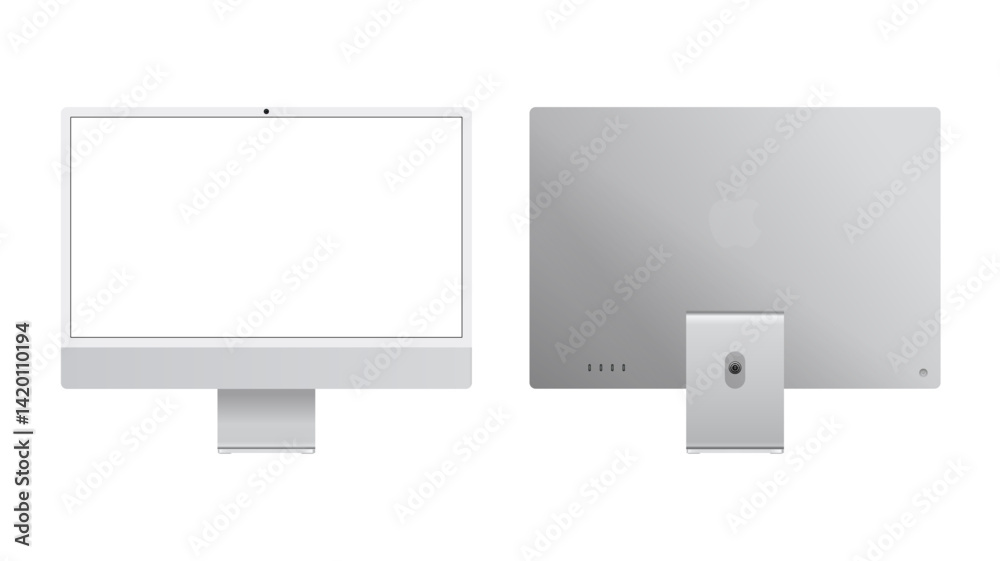 Wall mural vector illustration of computer devices including desktop pc, keyboard, and mouse. ideal for tech pr