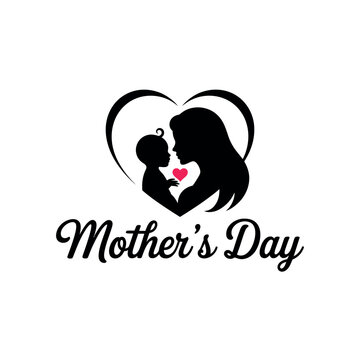 mother's day silhouette logo vector line art logo design