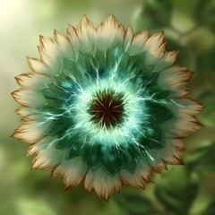 Energetic Flower Blossom Generating Lightning Inside with Detailed Artistic Style Digital Art.