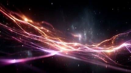 Energetic Light Stream Abstract Visualization of Data in Space with Complex Network Interactions
