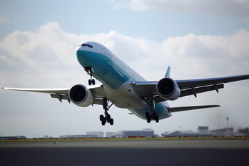 Obraz premium Airplane on the ground with sky background.