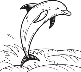 Dolphin vector line art eps file