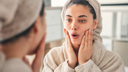 Daily facial care in the mirror