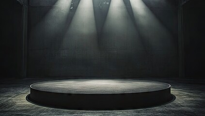 Dark stage with spotlights