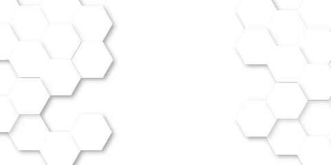 Abstract geometric technology embossed white hexagon on transparent honeycomb vector illustration background.