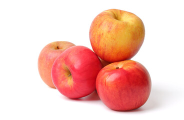 fresh apples are piled up together Several. isolated on white background.