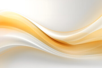 Obraz premium Elegant abstract background with wavy gold lines subtle sparkling stars. Luxury white, gold curves create smooth motion, flow. Chic design with refined glow for decoration, bright presentation 