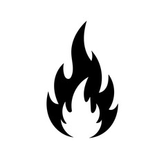Silhouette of fire flame in a flat style, isolated on transparent background, png image
