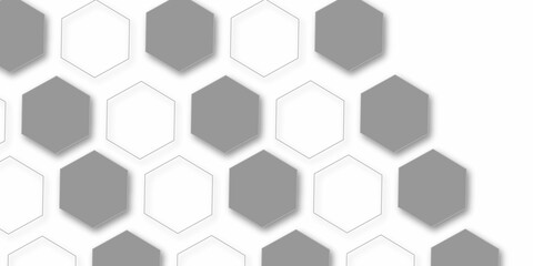 vector illustration featuring a pattern of alternating solid gray and white hexagons arranged diagonally from the upper right to the lower left on a white background. The hexagons should have a slight