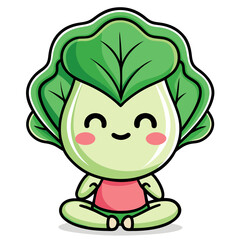  Bok Choy in Yoga Pose Illustration
