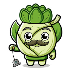  Illustration of Drunk Bok Choy Writing Poetry