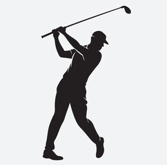 a golfer silhouette vector art illustration, golfer hitting a golf ball © Nilofer
