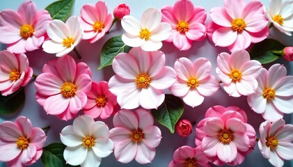 Obraz premium Delicate blossoms arranged in a square grid, creating a subtle floral geometry , botanical, abstract