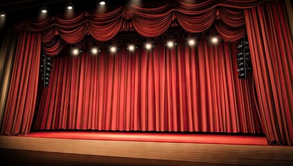 Stage with red curtains