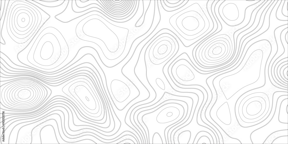 Aufkleber Ocean topographic line map with curvy wave isolines vector illustration. Abstract topographic contours map background, Vector contour topographic map. Cartography texture abstract banner use.	