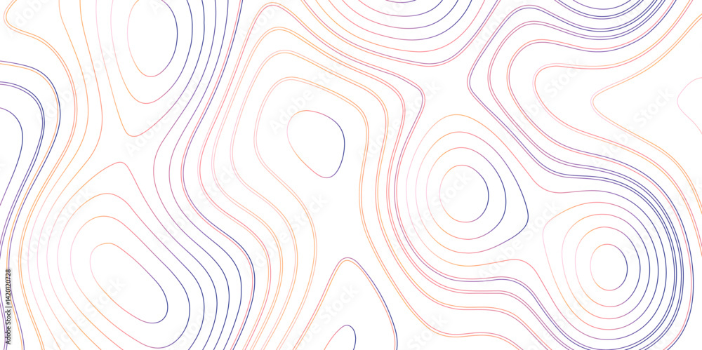 Fototapete abstract white colorful gradient topographic line map pattern background. contour elevation topograp