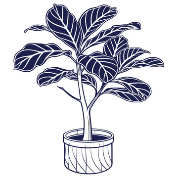 blue potted plant line art clip art preview