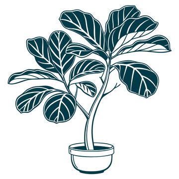 teal potted plant outline on white clip art preview