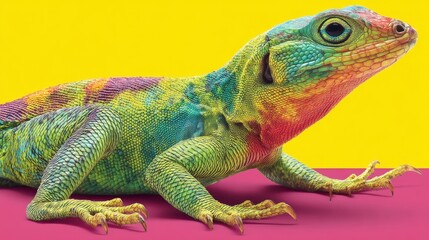 Naklejka premium Colorful lizard with intricate patterns, a closeup view of exotic wildlife vivid