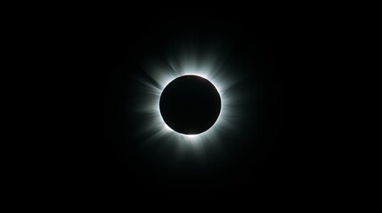 A dark sky with light streaks serves as the backdrop for the sun's corona during a total solar eclipse