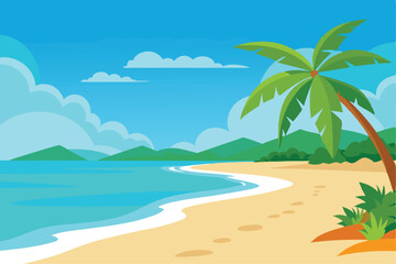 tropical beach with palm trees