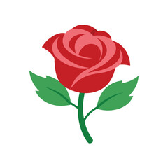 Red rose cartoon style on a white background
