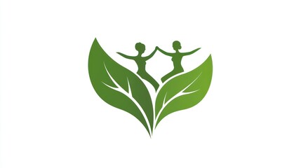 Obraz premium Two figures on leaves, healthy lifestyle