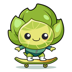  Unique Shocked Cabbage Skateboarding Illustration