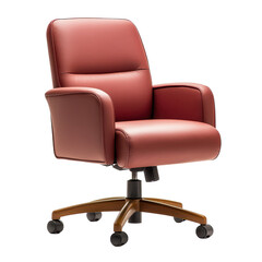 Obraz premium Comfortable ergonomic office chair with cushioned armrests adjustable height and swivel base for modern workspace comfort and support on transparent background
