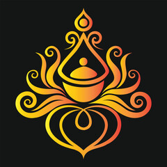 Elegant Diya Icon with Ornamental Flame Design