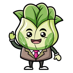  Worn Bok Choy Vegetable Zoo Illustration