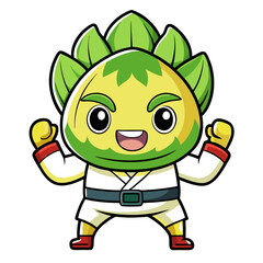  Calm Bok Choy Vegetable Martial Arts Illustration