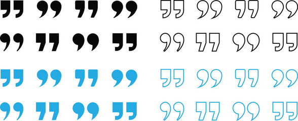 Quote Marks Abstract Vector Icon Set Quotes icon. Quote mark icon set for conversation or definition. Quote speech symbol vector illustration.Quote mark. Quotes icon set. Black quotes icons set vector
