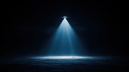 Unidentified flying object with bright light over dark ground
