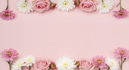 Obraz premium Elegant Pink and White Flowers Frame on Pastel Background Floral Border Design