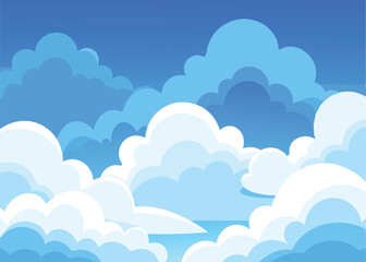 Clear Blue Sky with Soft Clouds in the Background Vector Illustration Peaceful Nature Scene