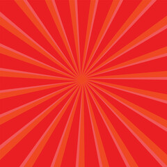 Red background with red sun rays. Abstract summer sun shine.